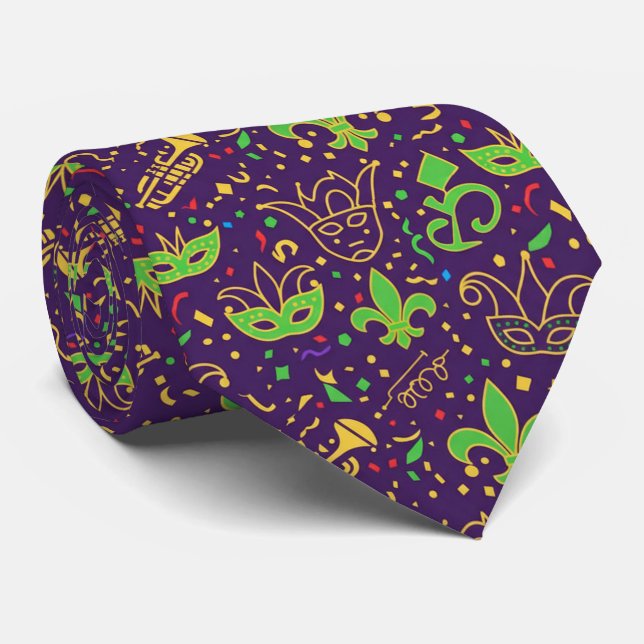 Cravate Confetti Kings Mardi Gras Tie (Roulé)
