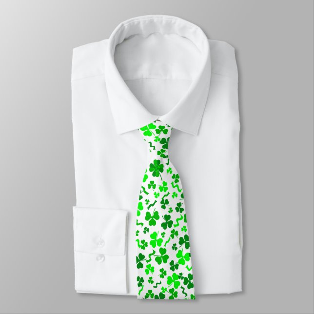 Cravate Confettis de trèfles verts de la Saint-Patrick (Attaché)