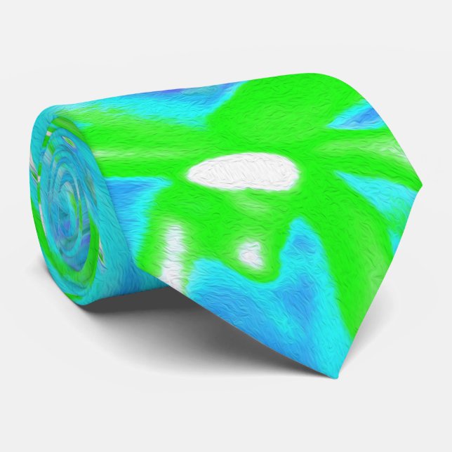 Cravate Cool Abstrait Retro Aqua et Lime Green Swirl (Roulé)