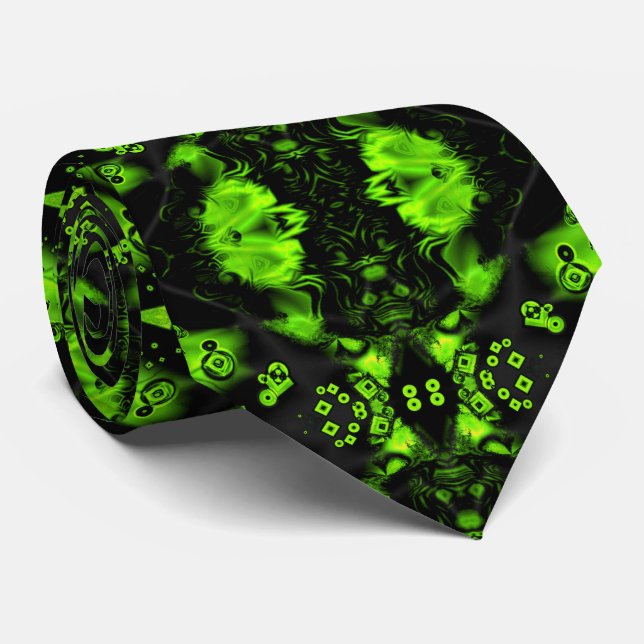Cravate Cool Art numérique moderne vert et noir (Roulé)