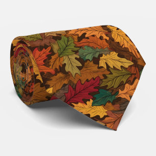 Cravate Cool Automne saison motif carrelé feuille