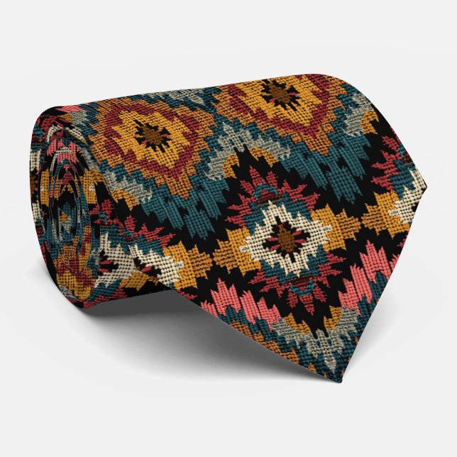 Cravate Cool Aztec motif carrelé (Roulé)