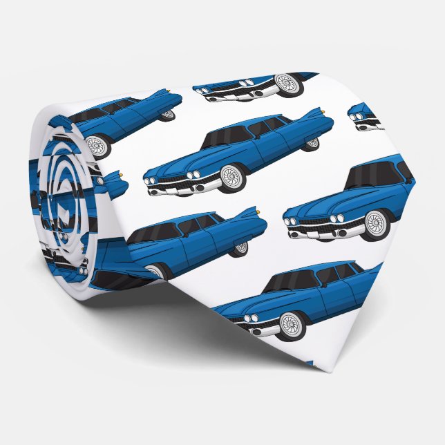 Cravate Cool blue 1959 classic car (Roulé)