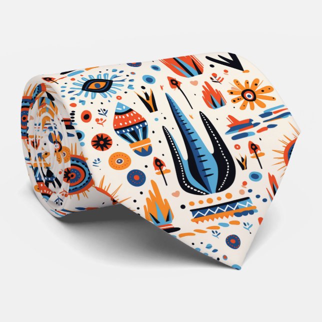 Cravate Cool Boho Sud-Ouest carrelé motif (Roulé)