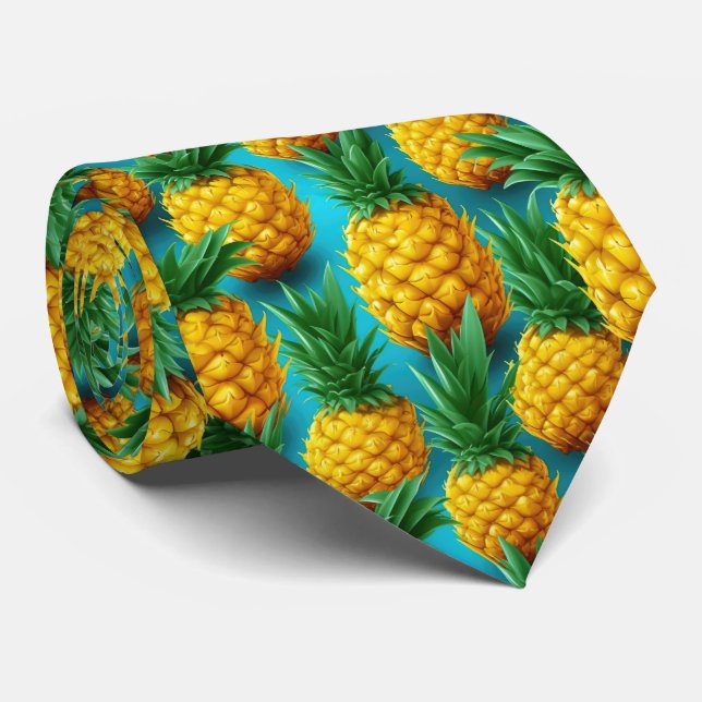 Cravate Cool carrelé ananas motif (Roulé)