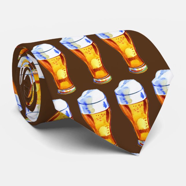Cravate Cool carrelé bière motif barman (Roulé)