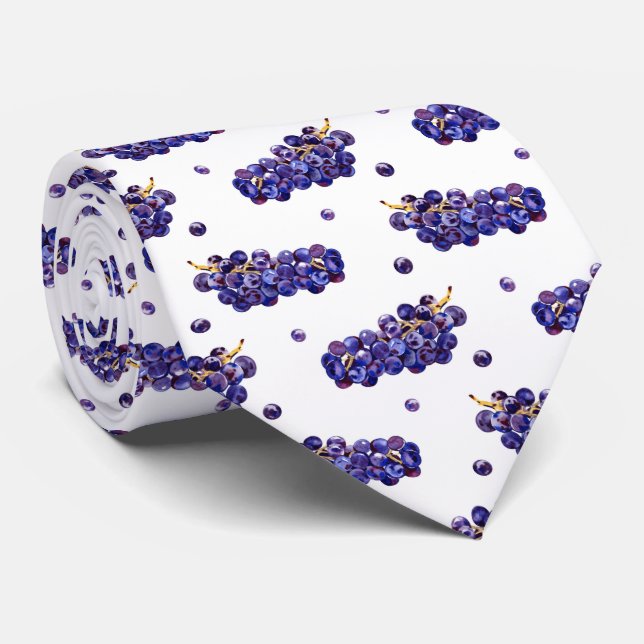 Cravate cool carrelé raisins fruits motif (Roulé)