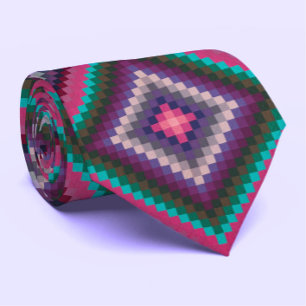 Cravate Cool coloré Pixel Motif Retro Quilt