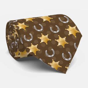 Cravate cool Country Sheriff carrelé fer à cheval motif