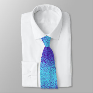 Cravate cool cyan purple glitter sparking polygons pattern