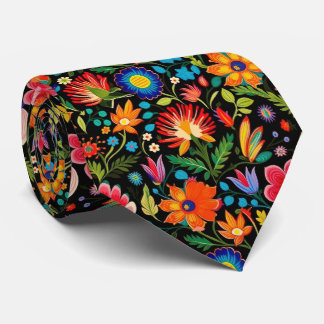 Cravate Cool fleur mexicaine carrelée motif