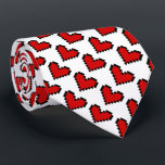 Cravate Cool funny red pixel icon heart party neck tie<br><div class="desc">Cool funny red pixel icon heart print party neck tie. Fun fashion accessory for men, groom, groomsmen, dad, father, uncle, grandpa, son, brother, programmer, gamer, love doctor, male nurse etc. Customizable background color. Trendy novelty design with geeky pixel art emoji computer icon / emoticon. Cute unique prop for costume party,...</div>