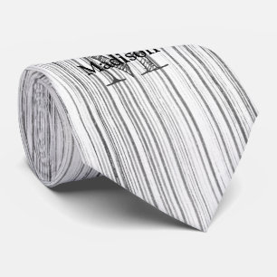 Cravate Cool gris imprimé bois de bambou Monogramme