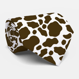Cravate cool marron blanc tache vache carrelé motif