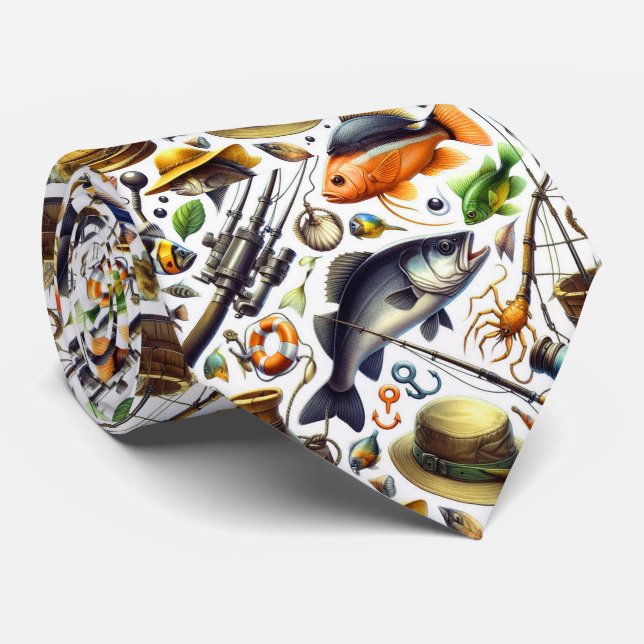 Cravate Cool pêcheur motif carrelé (Roulé)