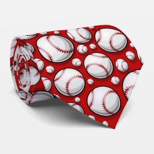 Cravate cool rouge blanc Amateurs de baseball