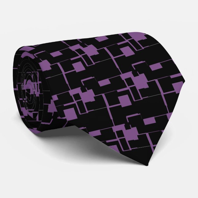 Cravate Cool tendance Noir/violet Motif (Roulé)