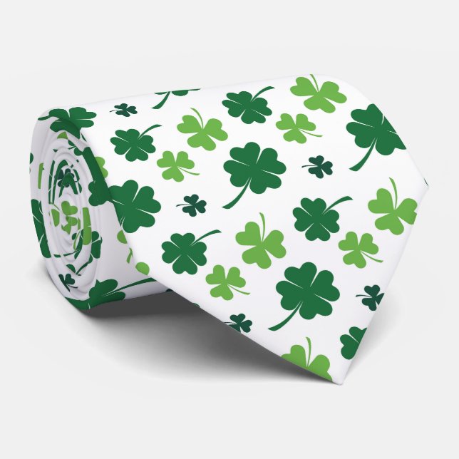 Cravate Cool tiled four leaf clovers shamrocks pattern  (Roulé)