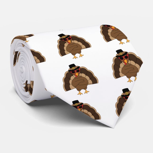 Cravate Cool Turquie Thanksgiving fun blanc motif (Roulé)
