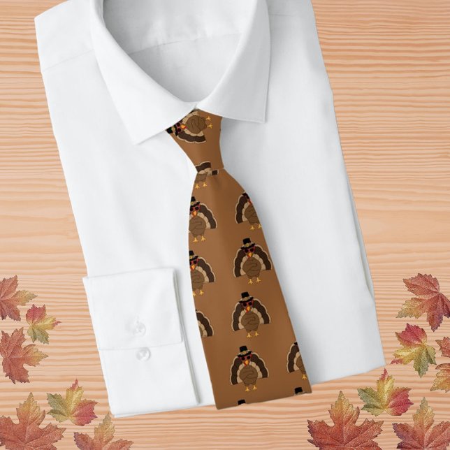 Cravate Cool Turquie Thanksgiving fun brown motif (Cool Turkey Thanksgiving fun brown pattern Neck Tie by PLdesign, custom gift for him.)