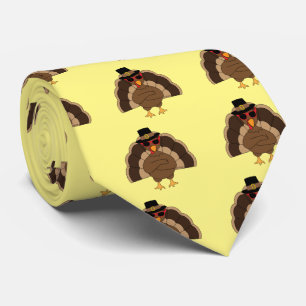 Cravate Cool Turquie Thanksgiving fun jaune motif