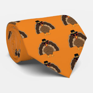 Cravate Cool Turquie Thanksgiving fun orange motif