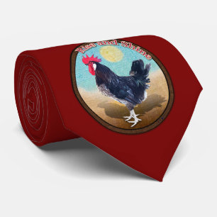 Cravate Coq Minorque Lever et Briller Ovale Vintage