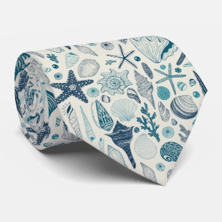 Cravate Coques de mer sur le blanc