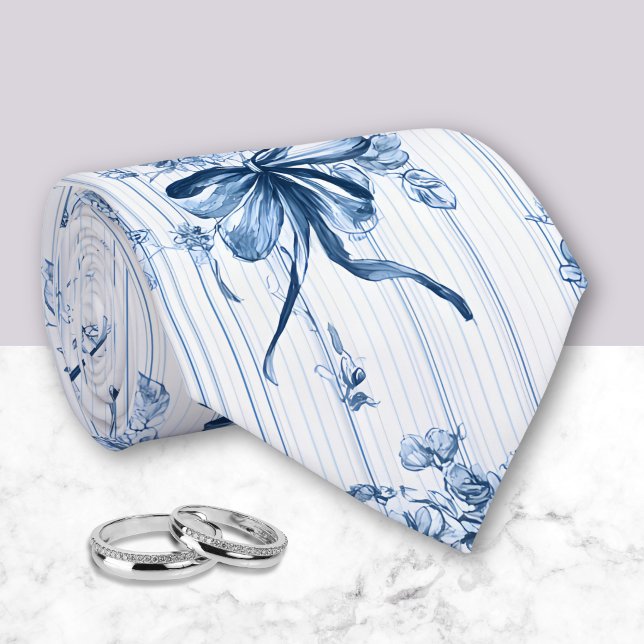 Cravate Coquette bleu moyen et blanc  (Créateur téléchargé)