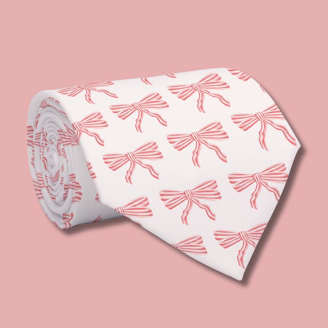 Cravate Coquette esthétique arc rose (Coquette pink bow neck tie)