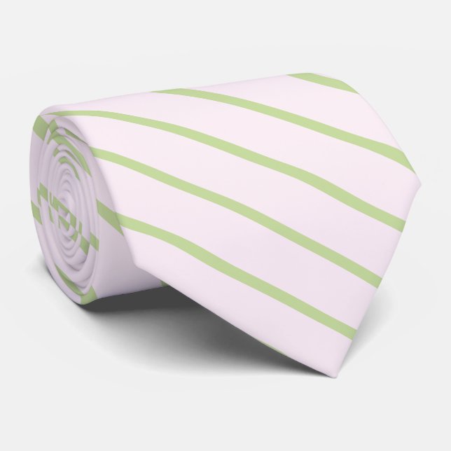 Cravate Coquette Préparation Chic Pastel Vert Et Rose Rayu (Roulé)