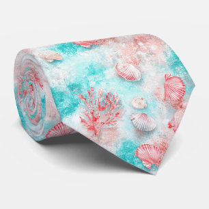 Cravate Coquillages et Motif de Vagues Océaniques (14)
