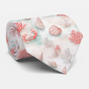 Cravate Coquillages et Motif de Vagues Océaniques (7)
