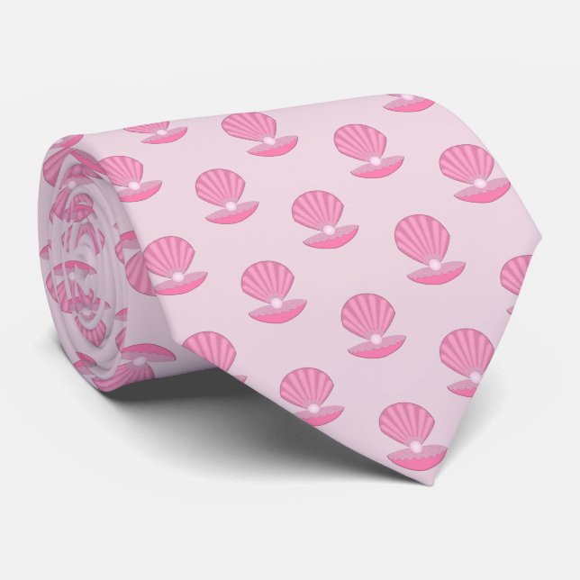 Cravate Coquille d'huître rose pour bébé et modèle de perl (Roulé)