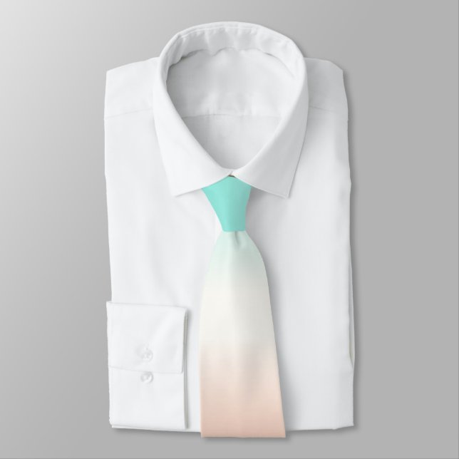Cravate Corail Blanc Turquoise Tricolore Ombré (Attaché)