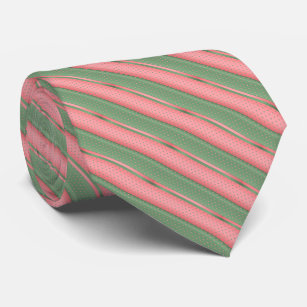Cravate Corail et Sage Green Polka Dot Stripes