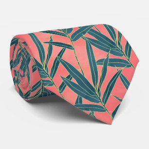Cravate Corail moderne et conception bleue de feuillage