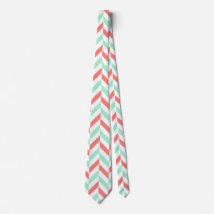 Cravate Coral rose et pinte vert Motif d'os de corail