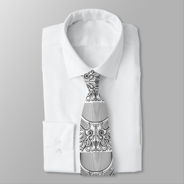Cravate Corbata con diseño artístico en blanco y negro (Attaché)