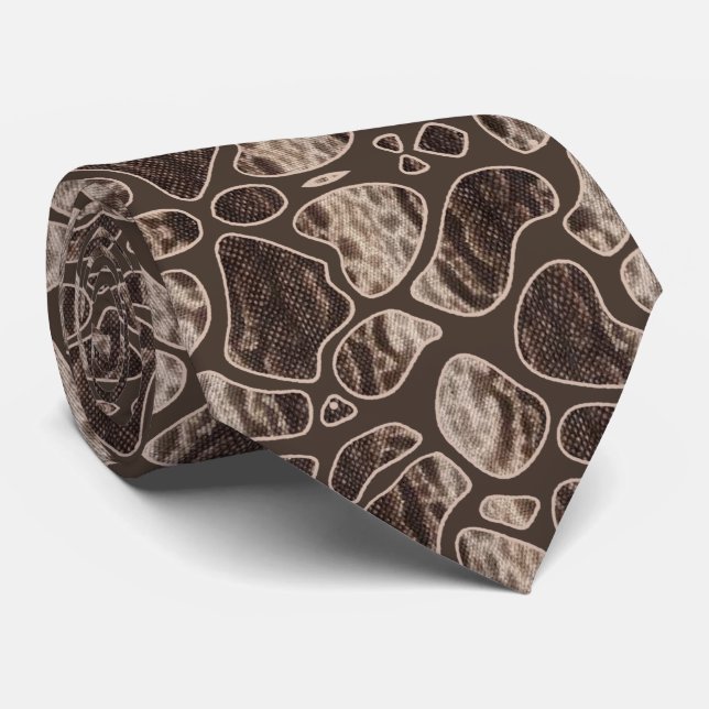 Cravate Corbata con manchas de serpiente marrón (Roulé)