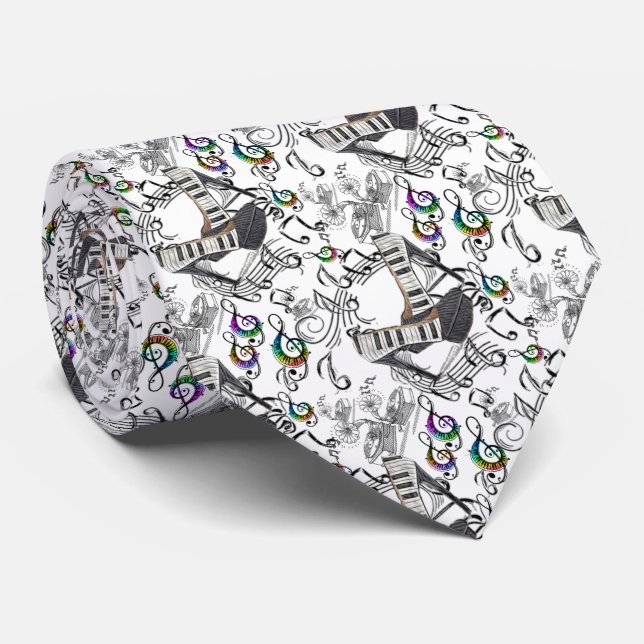 Cravate Corbata con notas musicales (Roulé)