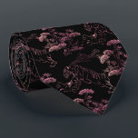 Cravate Corbata con tigre estilo japonés color rosa<br><div class="desc">estampado integral de tigre en estilo japonés en color rosa con fondo negro.</div>