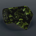 Cravate Corbata con tigre verde en estilo japonés<br><div class="desc">estampado integral de tigre en estilo japonés en color verde  con fondo negro.</div>