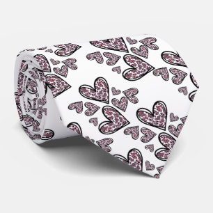 Cravate Corbata de corazones con manchas de leopardo