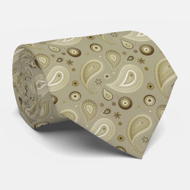 Cravate Corbata élégante beige con marrón (Roulé)