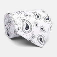 Corbata elegante blanco con azul oscuro