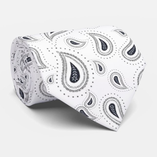 Cravate Corbata elegante blanco con azul oscuro (Roulé)