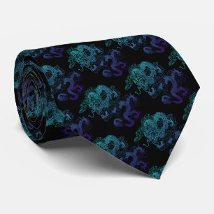 Cravate Corbata elegante con dragón en multicolor