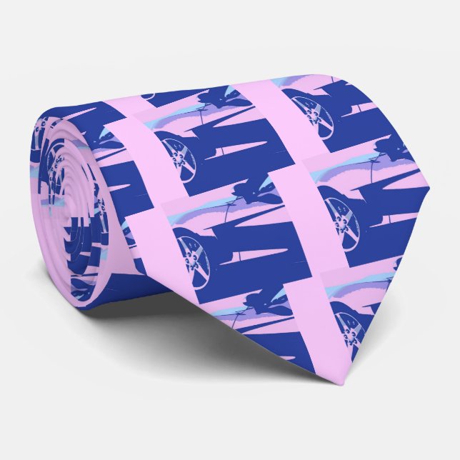 Cravate Corvette violette et rose (Roulé)