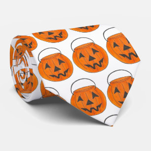 Cravate Costume d'Halloween Trick ou traiter Citrouille or
